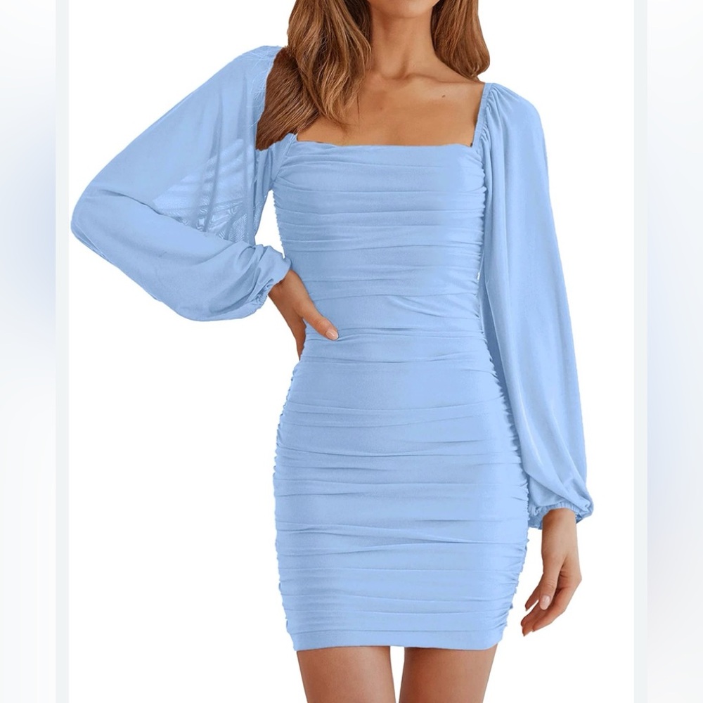 Chic Long Sleeve Blue Dress